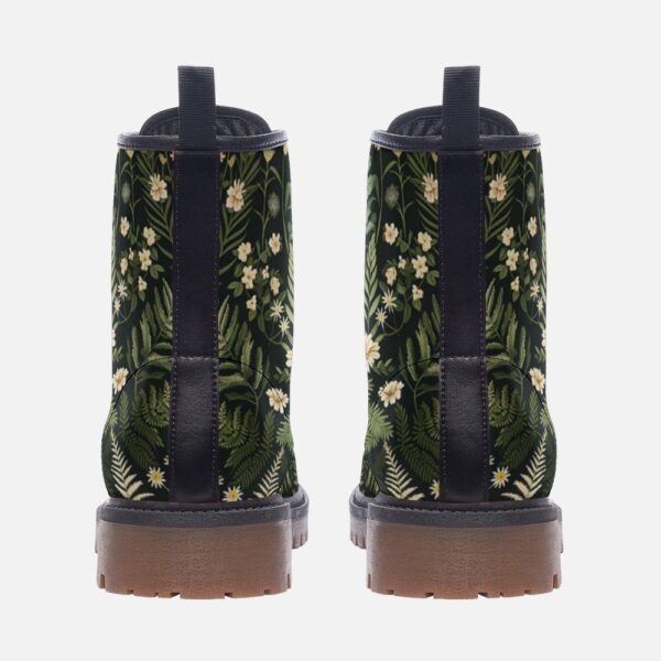 Dark Forest Ferns And Flowers Leather Boots Fleece Fur Boots